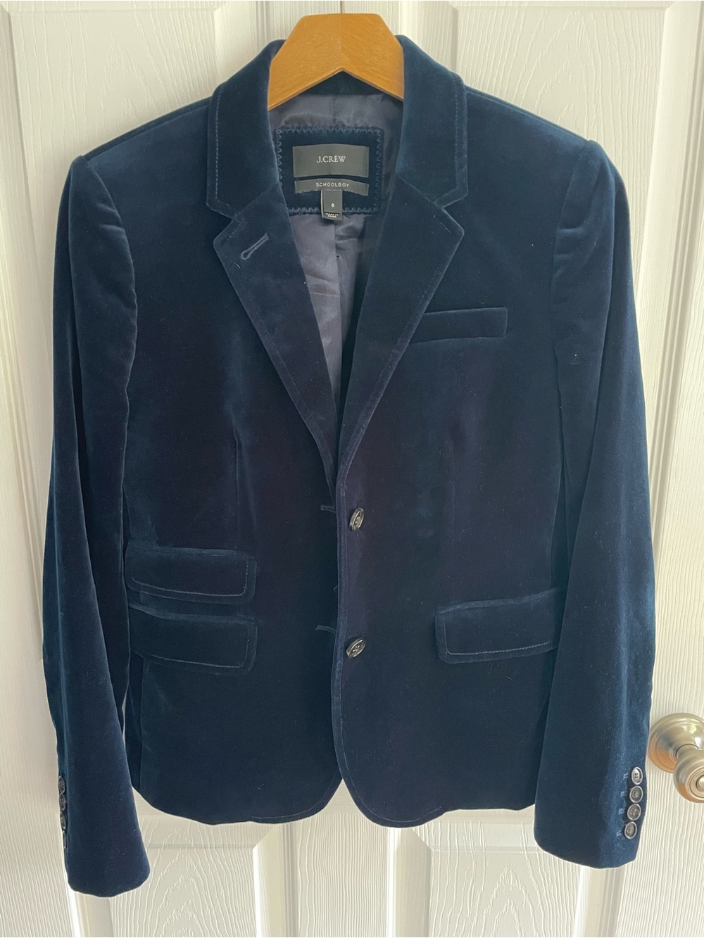 J. Crew Deep Navy Velvet Schoolboy Blazer 6